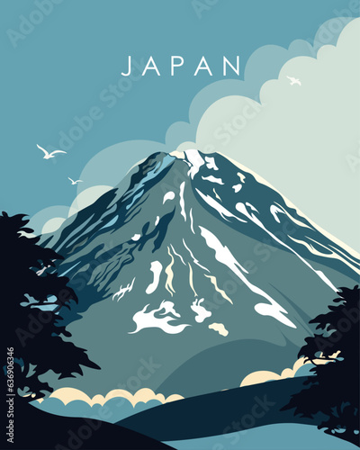 Fuji Japan travel poster
