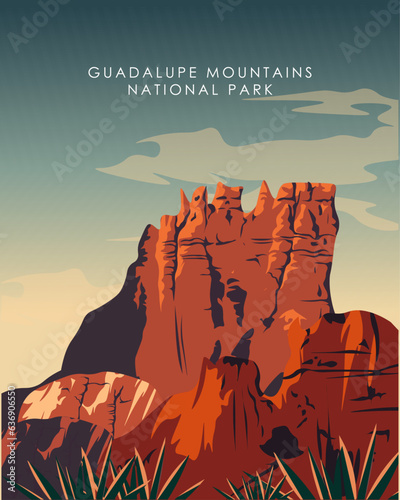 Guadalupe mountains national park travel poster photo