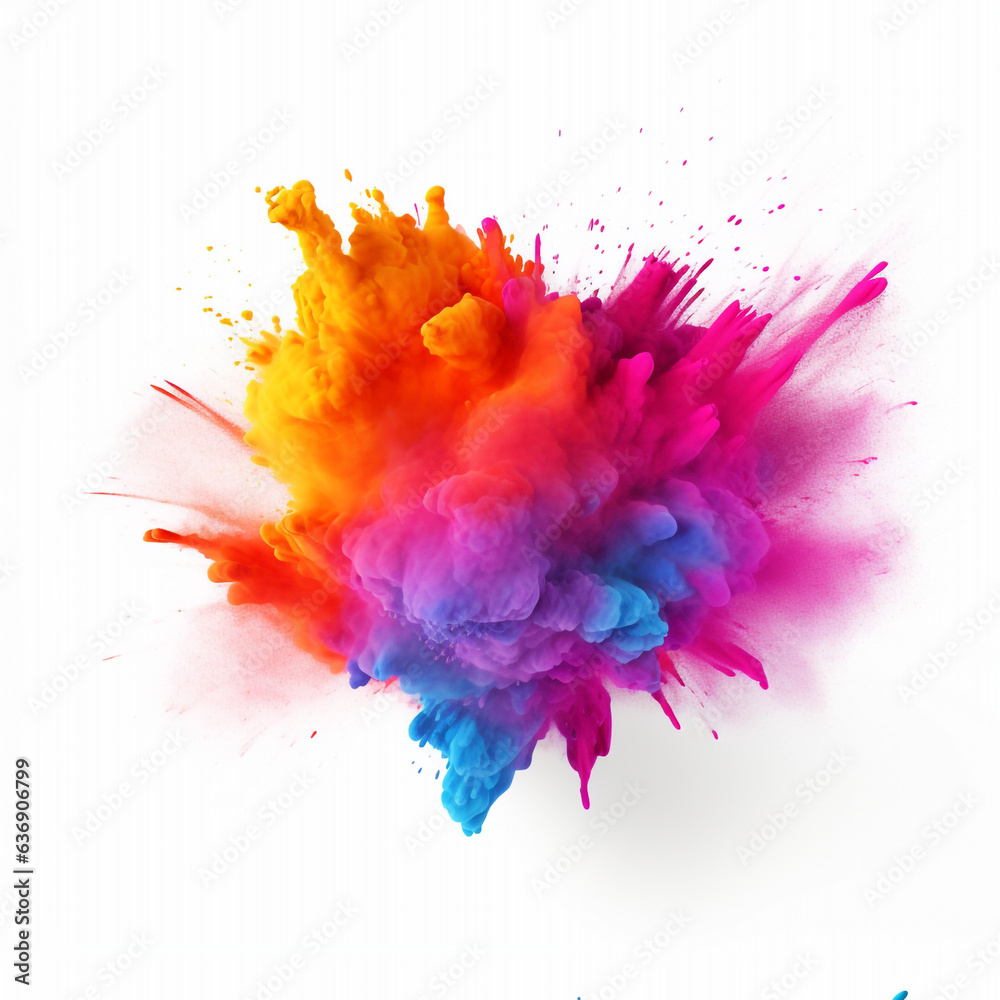 Explosion of colored powder on white background with Ai Explosion of colored powder on white background with Ai
