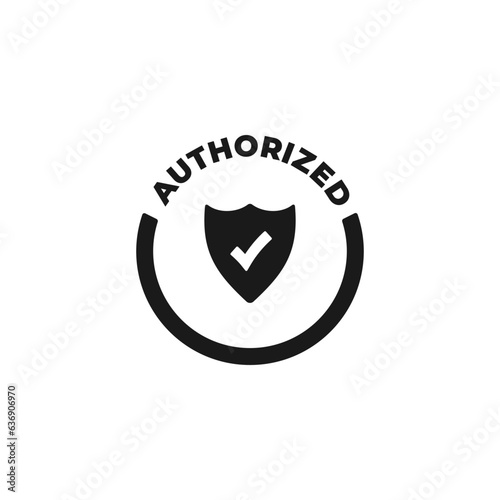 Authorized icon or Authorized dealer label vector isolated in flat style. Best Authorized icon for service design element. Authorized dealer label vector for reliable service design.