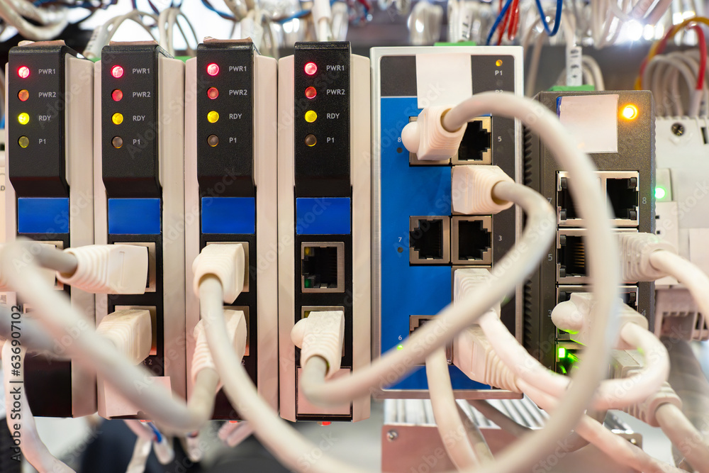 PLC equipment. Programmable logic controller. Electrical equipment