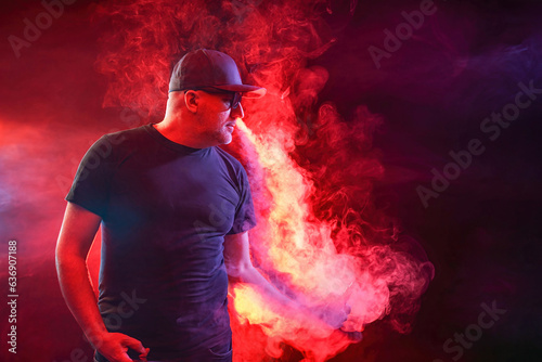 Vaper man. Mature male with...