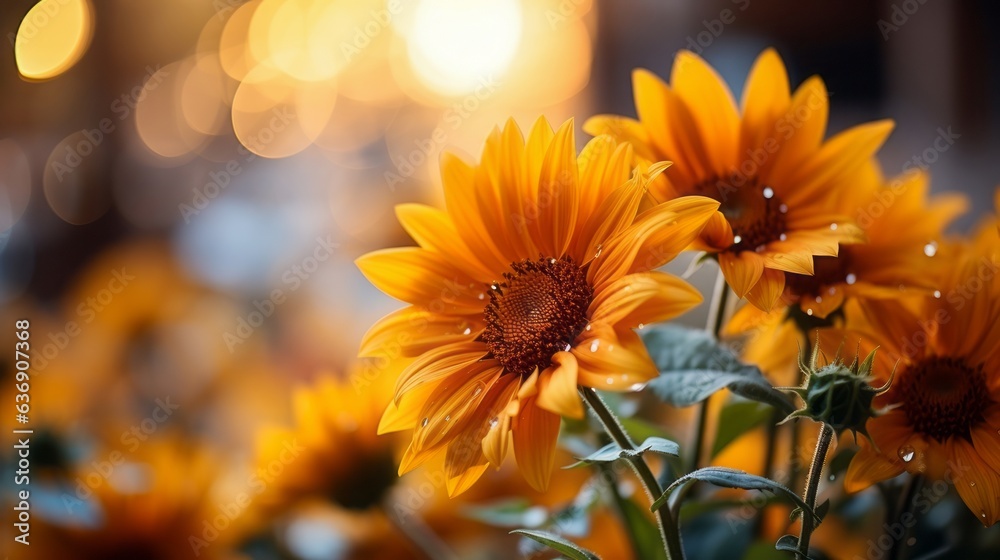 Sunflower on blurred sunny background. Generative AI
