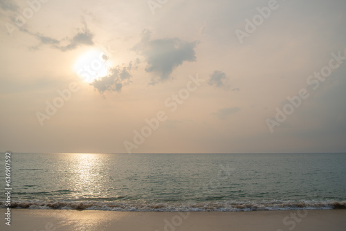 picturesque scenery at the coast of the sea in evening time