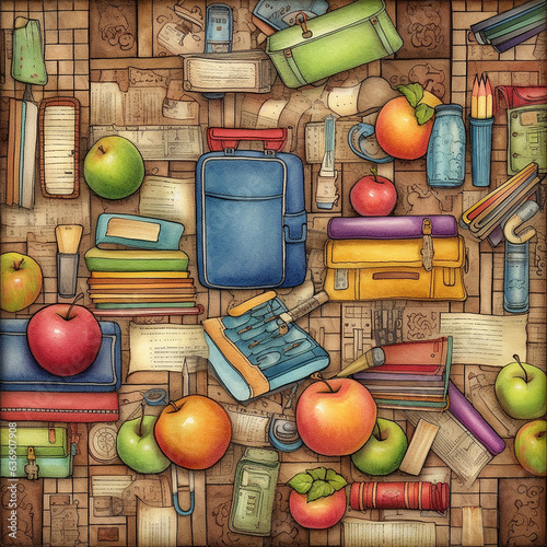 Seemless back to school theme, suplies 