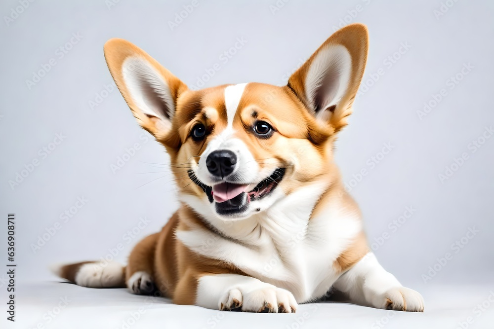 portrait of a puppy with white background