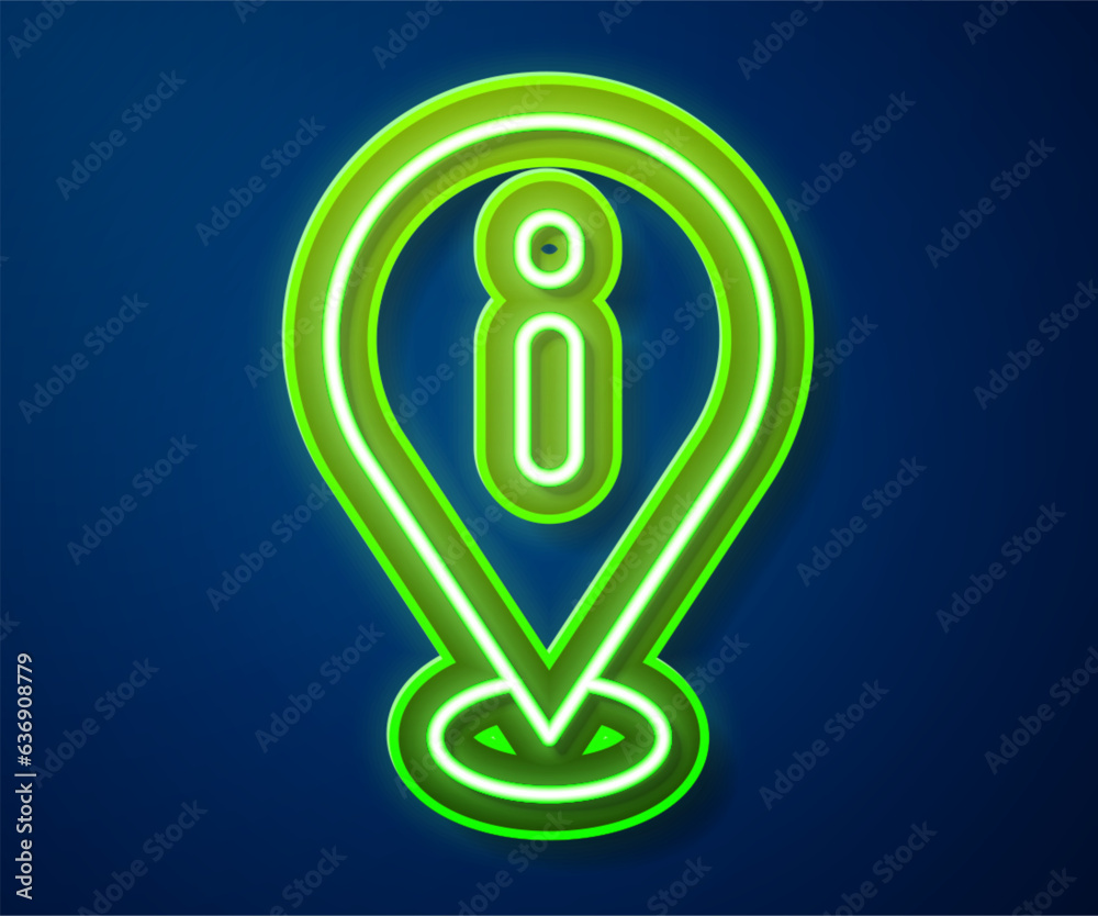 Glowing neon line Location with information icon isolated on blue background. Vector Glowing neon line Location with information icon isolated on blue background. Vector