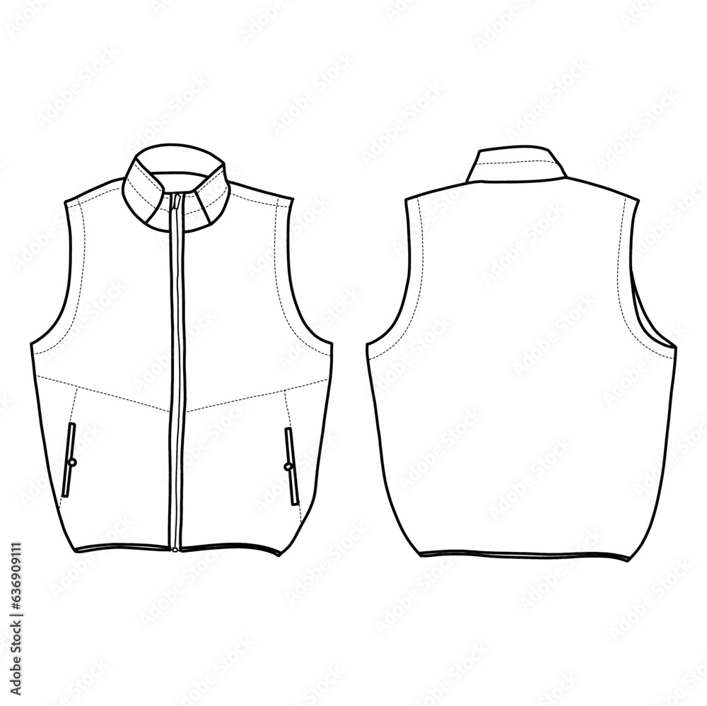 Technical Sketch Drawing Of Men s Vest Vector Template Model 2 In Front technical-sketch-drawing-of-men-s-vest-vector-template-model-2-in-front
