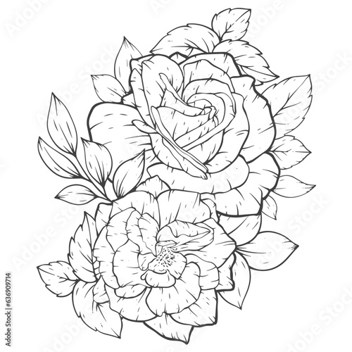 outline flower bouqet arrangement decoration
