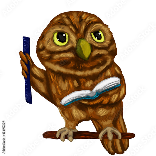 Back to school owl and book (ID: 636910309)