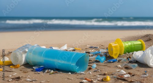 Plastic garbage on the beach, 