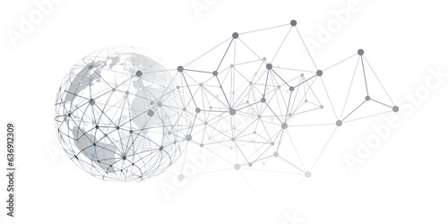 Black and White Modern Minimal Style Polygonal Networks Structure, Digital Telecommunications Concept Design,Network Connections, Transparent Geometric Wireframe, Creative Isolated Vector Illustration