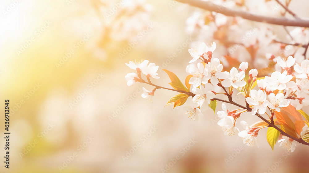 Obraz premium Spring's Radiance: Sunshine on a Beautiful Flowering Branch