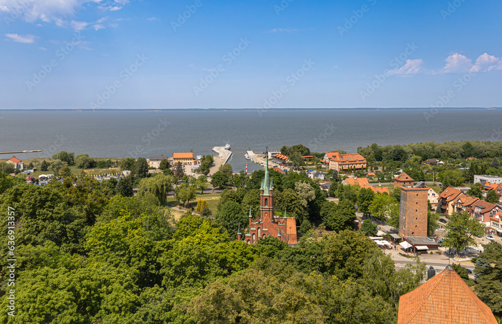 View from the bell tower on the port in Frombork, northern Poland