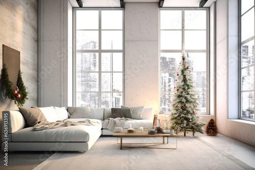 Loft style downtown apartment with Christmas tree