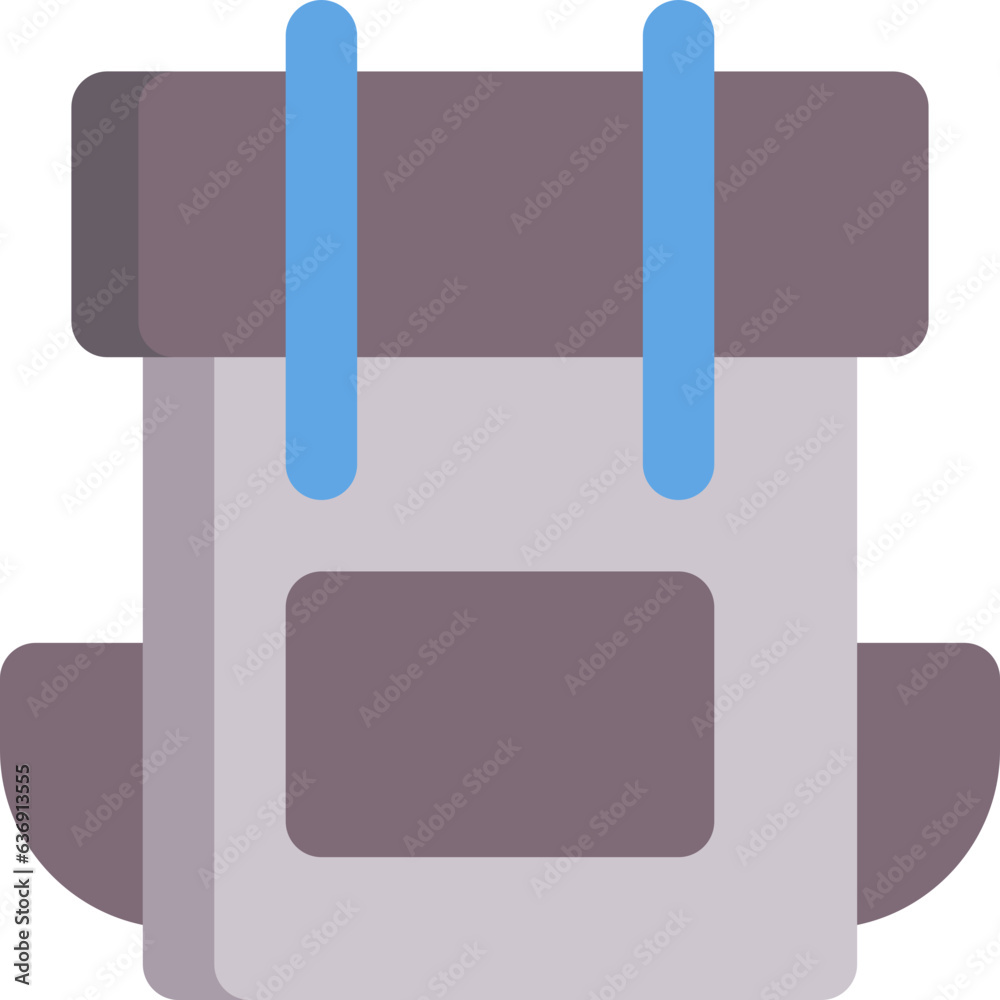 Backpack in flat icon. Travel, vacations, school bag Backpack in flat icon. Travel, vacations, school bag