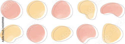 水彩のかわいい抽象的なゆるゆるフレーム　　　Set of cute abstract shapes.Vector loose frame.　vector water frame set.