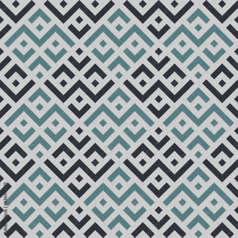 Gray abstract background. Diamond shape lines teal, black. Seamless square geometric pattern. Texture design for tile, cover, poster, flyer, banner, wall, textile. Vector illustration. Gray abstract background. Diamond shape lines teal, black. Seamless square geometric pattern. Texture design for tile, cover, poster, flyer, banner, wall, textile. Vector illustration.