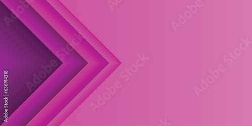 Pink arrowhead right triangle. Dark gradient paper cut abstract background. Design element for template, card, cover, banner, poster, backdrop, wall. Vector illustration.