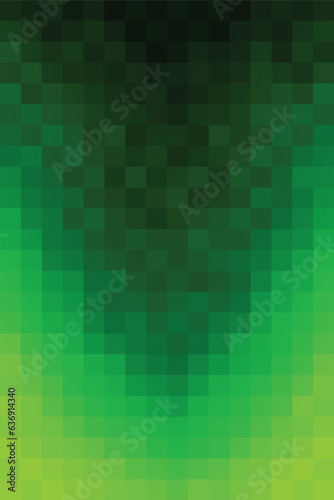 Abstract background with vertical pixel square shapes. Green mosaic pattern gradating to black. Design texture elements for banners, covers, posters, backdrops, walls. Vector illustration.