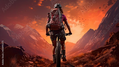 woman hiking with mountain bike