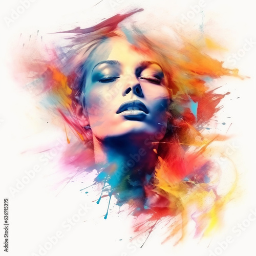 abstract face of a beautiful woman colourful art