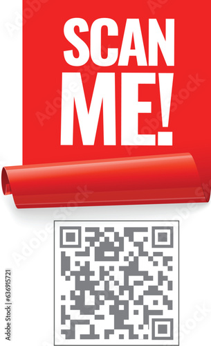 Scan me icon with red ribbon. Symbol or emblem. vector illustration