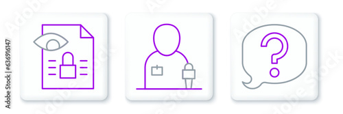 Set line Speech bubble chat, Journalistic investigation and news icon. Vector