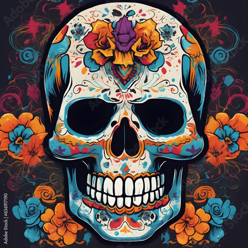 skull with a flowers inspired by coco