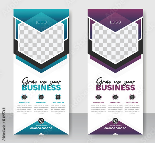 Modern business corporate dl Flyer Rack Card design template with roll up banner design
