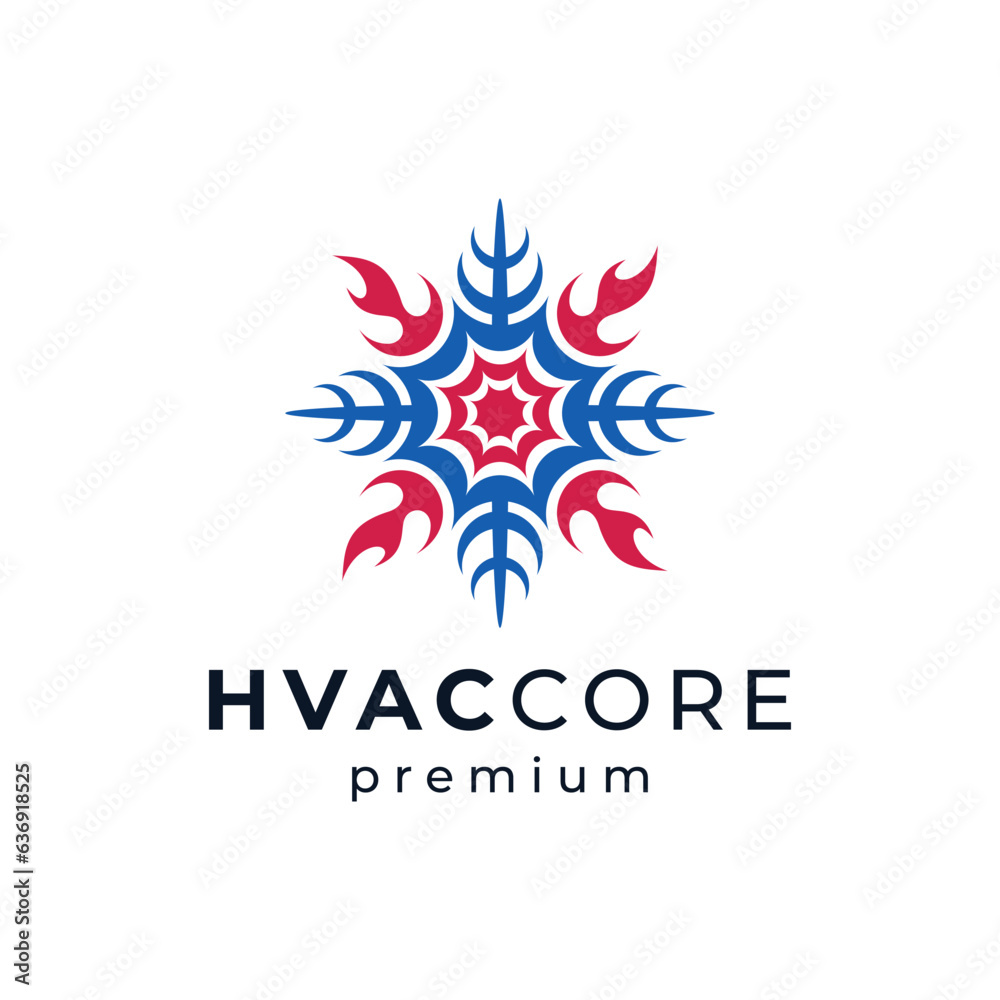 snowflake and fire for HVAC repair logo design snowflake and fire for HVAC repair logo design