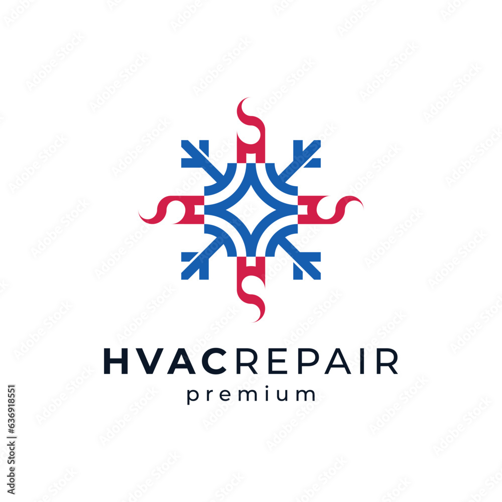 snowflake and fire for HVAC repair logo design snowflake and fire for HVAC repair logo design