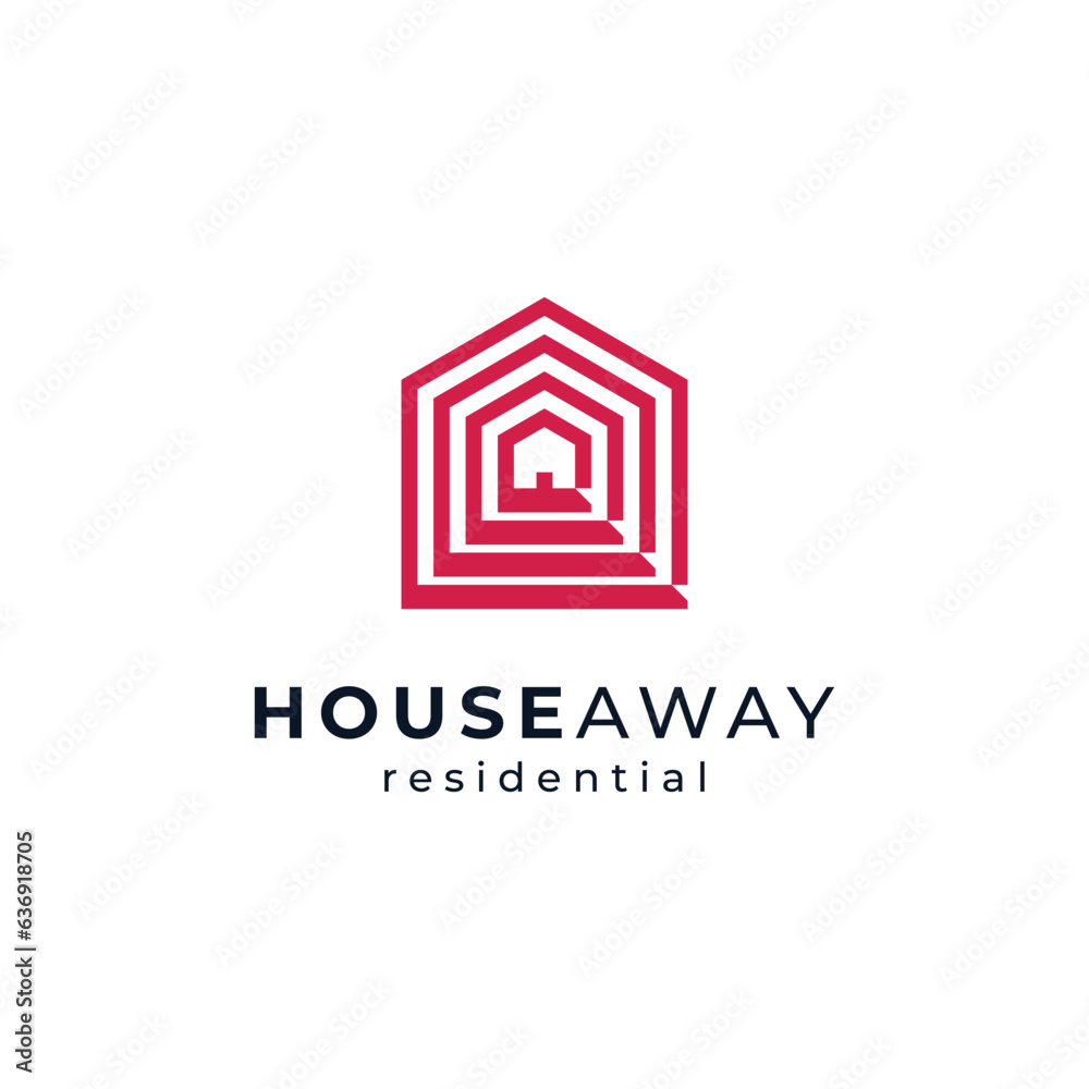 house and stairs with line art design style for home and family logo design house and stairs with line art design style for home and family logo design