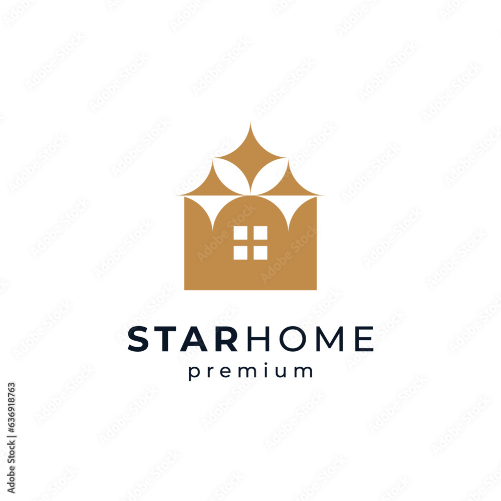 house and star for orphanage, social center and school logo design
