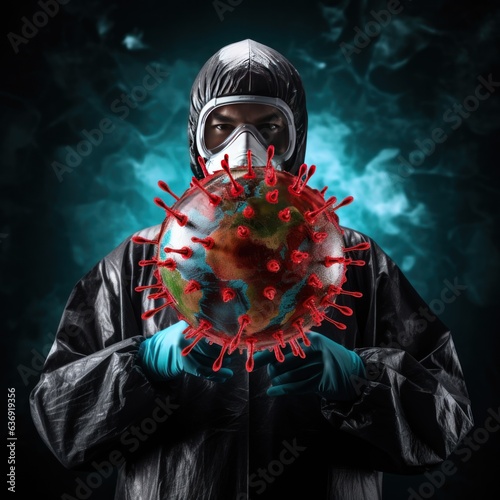 Fototapeta Naklejka Na Ścianę i Meble -  The planet earth is infected with a virus