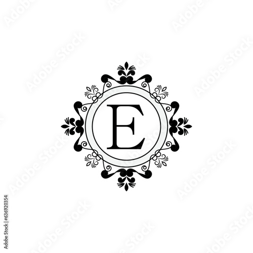 Elegant flower design logo Alphabet E