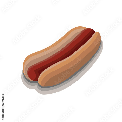 Hot dog without ingredients, just with a sausage, white background