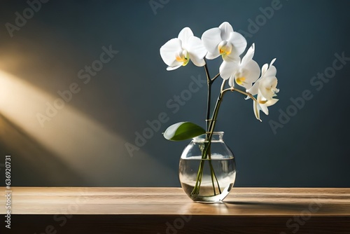 flowers in a vase with rays in background