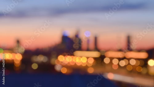 Evening blurred cityscape with bokeh effect