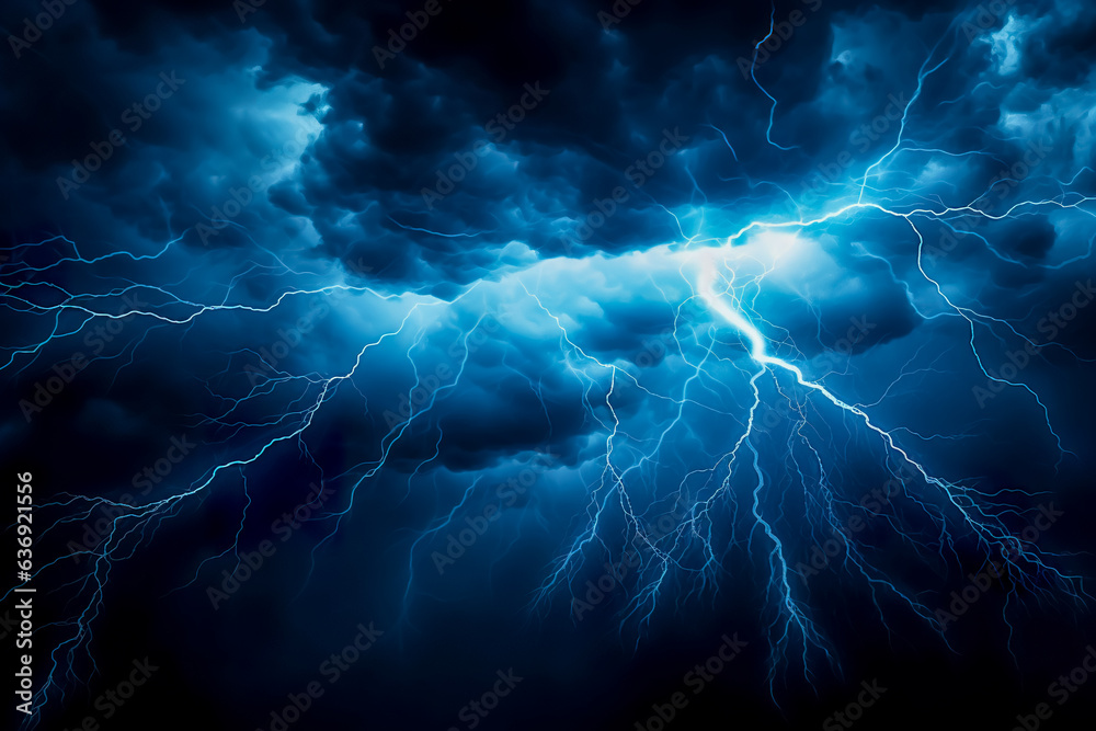 Lightning thunderstorm flash over the night sky. Concept on topic weather, cataclysms Lightning thunderstorm flash over the night sky. Concept on topic weather, cataclysms