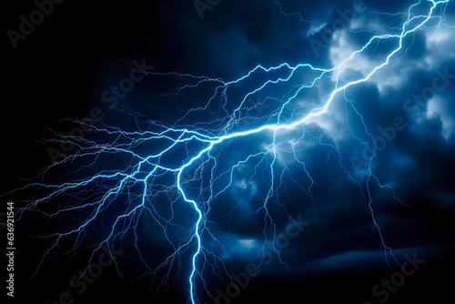 Lightning thunderstorm flash over the night sky. Concept on topic weather, cataclysms