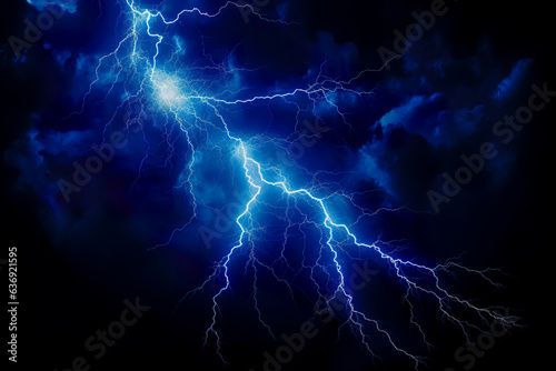 Lightning thunderstorm flash over the night sky. Concept on topic weather, cataclysms