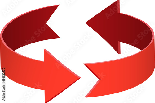 3D rotation sign red icon