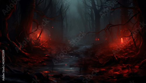 horror dark forest background © Aldio