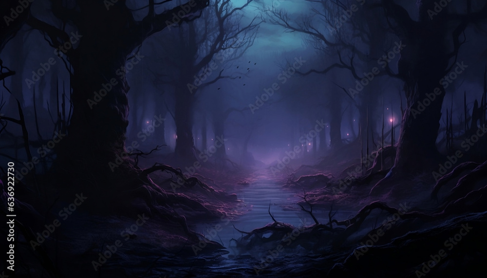 night in the fantasy woods