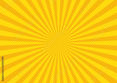 黄色とオレンジのサンバースト 集中線 ベクター 背景 バナー sunburst vector. illustration of radiant background. Sun ray vector background. rays texture background.yellow and orange vector sunburst.