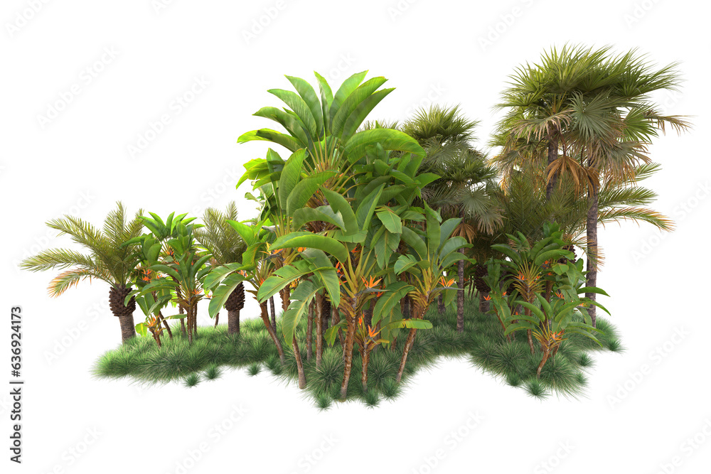 Green landscape isolated on transparent background. 3d rendering - illustration Green landscape isolated on transparent background. 3d rendering - illustration
