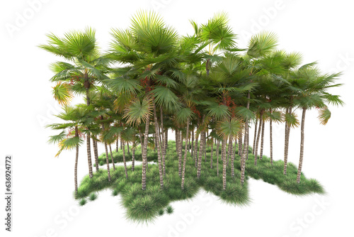 Green landscape isolated on transparent background. 3d rendering - illustration