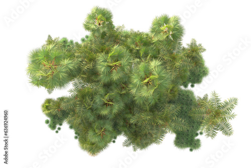 Green landscape isolated on transparent background. 3d rendering - illustration