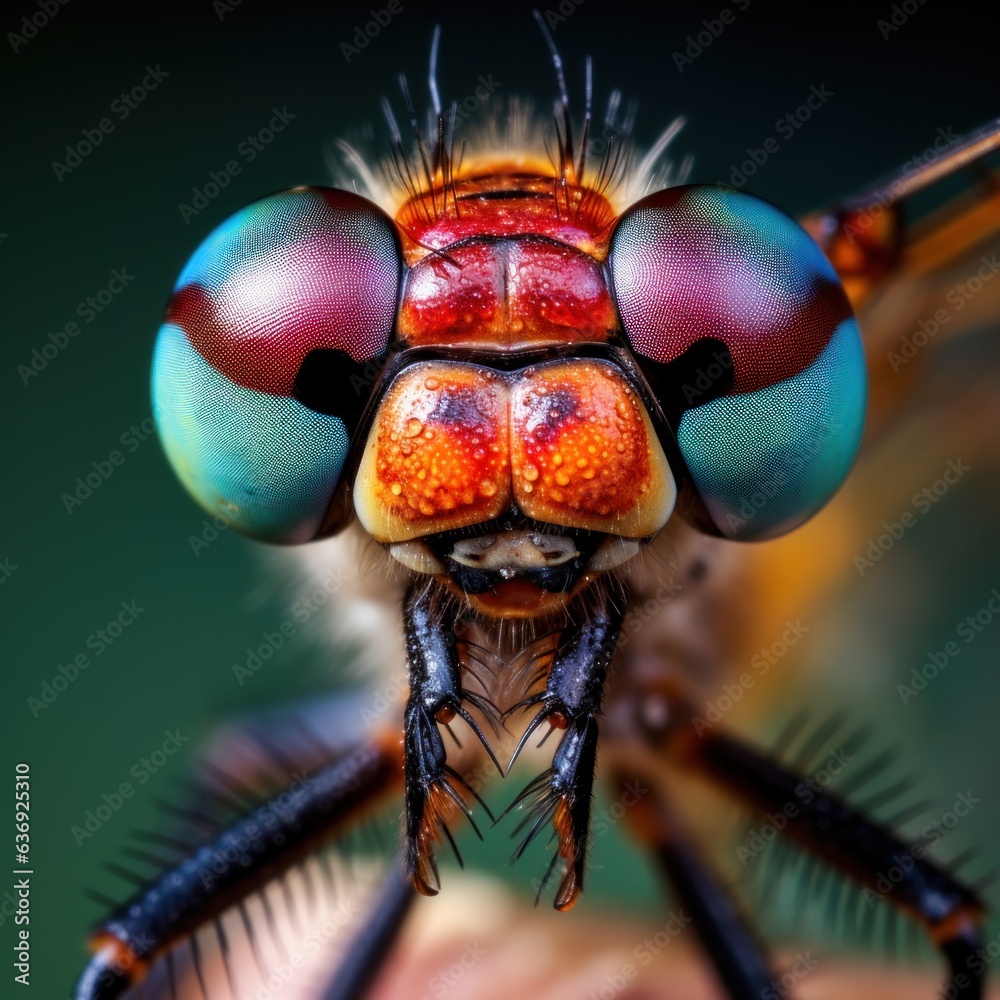 Extreme close up shot of an insect photograph dragonfly - obrazy, fototapety, plakaty 